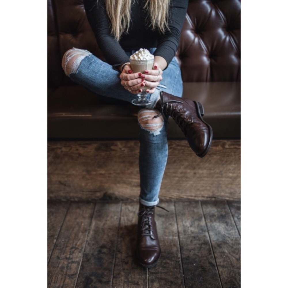 Frye Veronica Combat Dark Brown Leather Lace Up Boots - Picture 16 of 16
